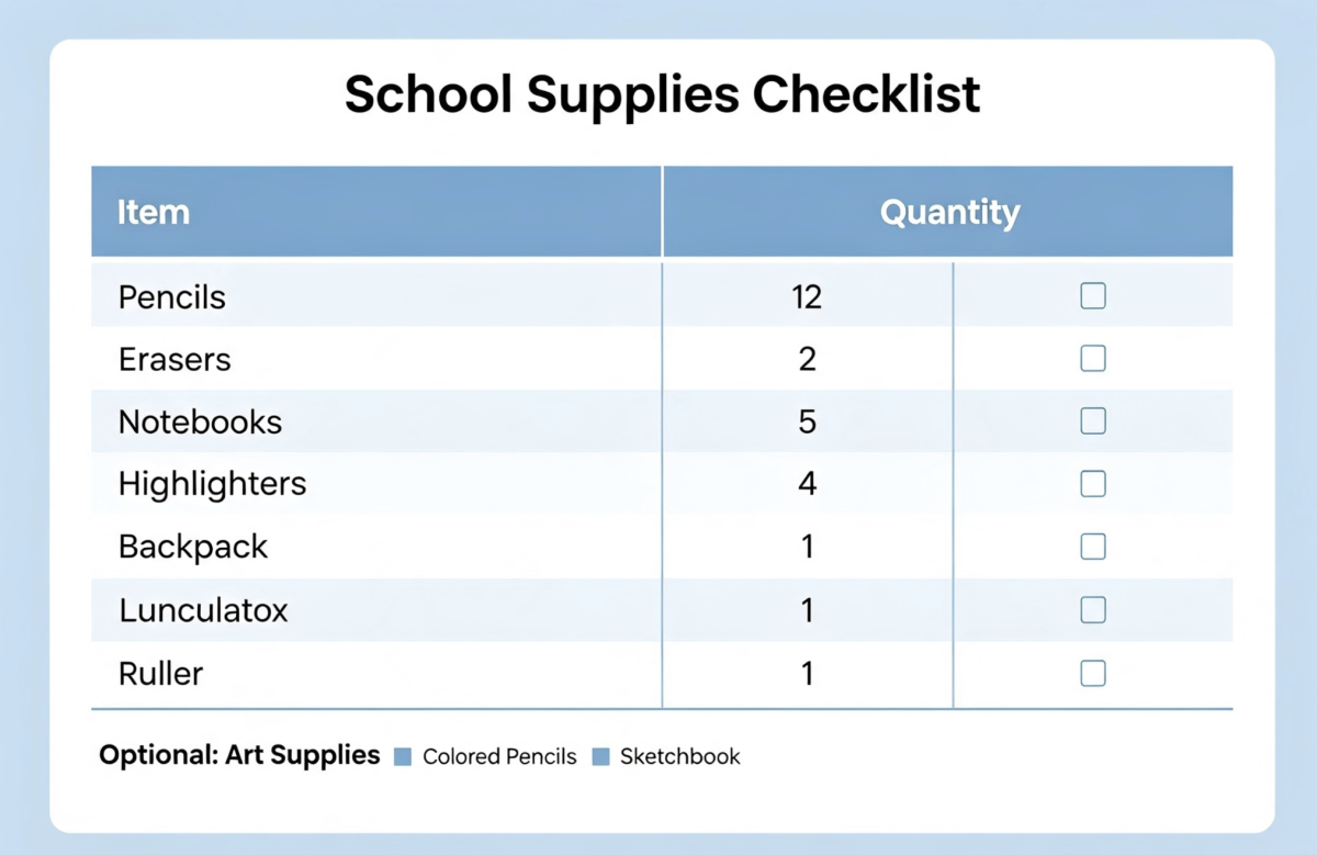 Free Back to School Checklist